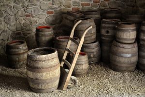 vintage brewery barrels